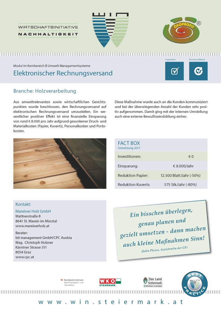 Elektronischer Rechnungsversand - Mareiner Holz GmbH